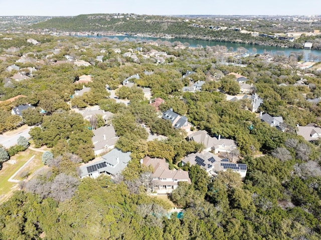 bird's eye view with a residential view and a water view