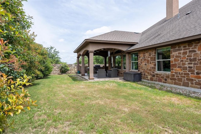 view of yard with a patio and fence