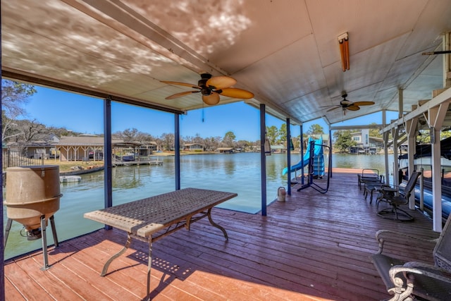 view of dock featuring a water view