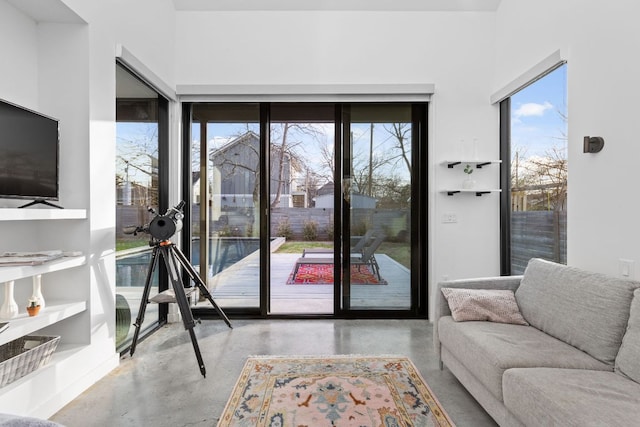 entryway featuring a wealth of natural light and concrete floors