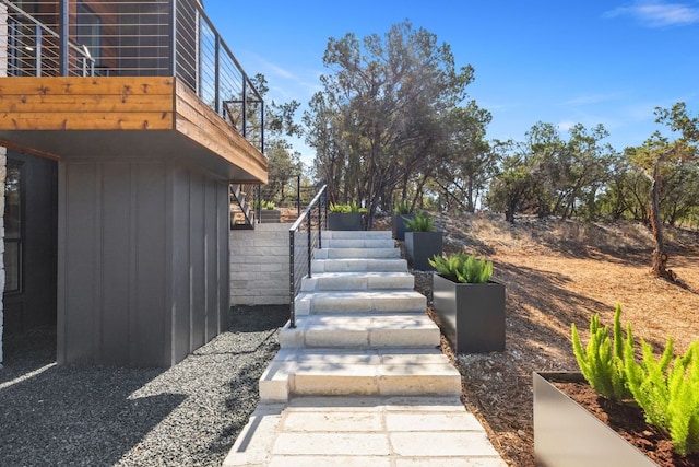 view of yard featuring stairs