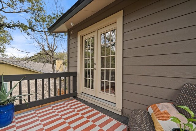 4703 White Elm Ct, Austin, TX 78749 - doorway to property featuring french doors and a balcony