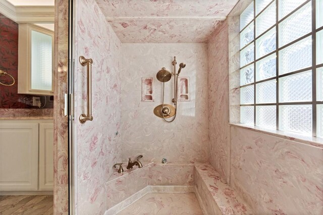 full bath with vanity and walk in shower