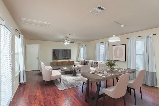 714 Alamo Plaza Dr, Cedar Park, TX 78613 - dining area with dark wood-style floors, healthy amount of natural light, and a ceiling fan