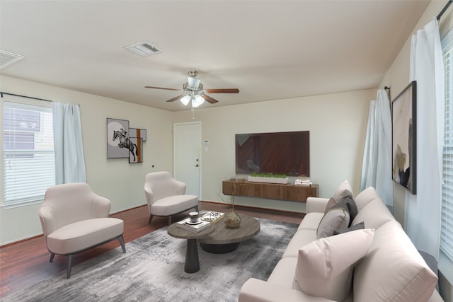 714 Alamo Plaza Dr, Cedar Park, TX 78613 - living area featuring wood finished floors and ceiling fan