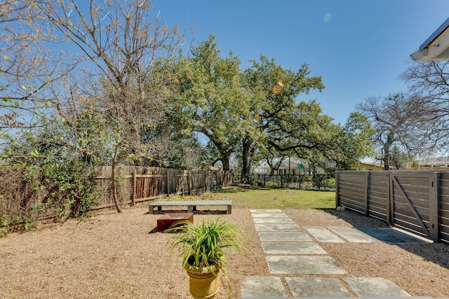 view of yard with a fenced backyard