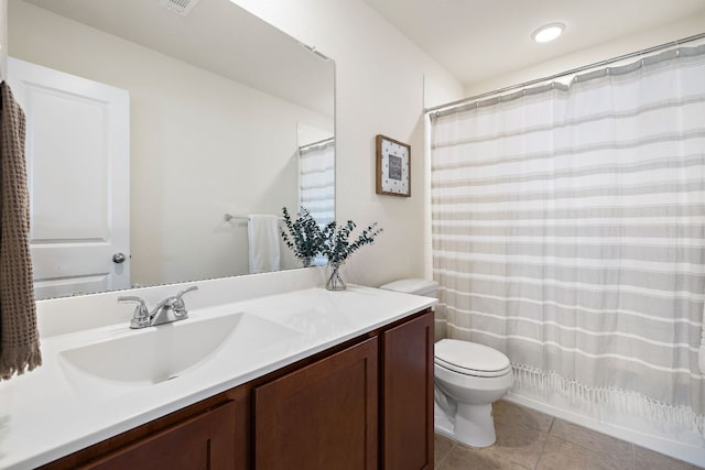 102 Tokalaun Dr, Hutto, TX 78634 - bathroom featuring tile patterned floors, vanity, and a shower with shower curtain