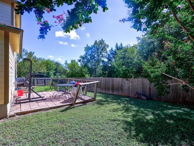 view of yard with a patio and a fenced backyard