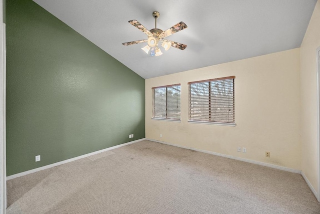 1100 Silverton Ct, Austin, TX 78753 - carpeted empty room featuring lofted ceiling, a ceiling fan, and baseboards