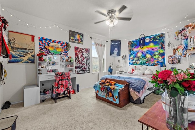 bedroom with carpet flooring and ceiling fan