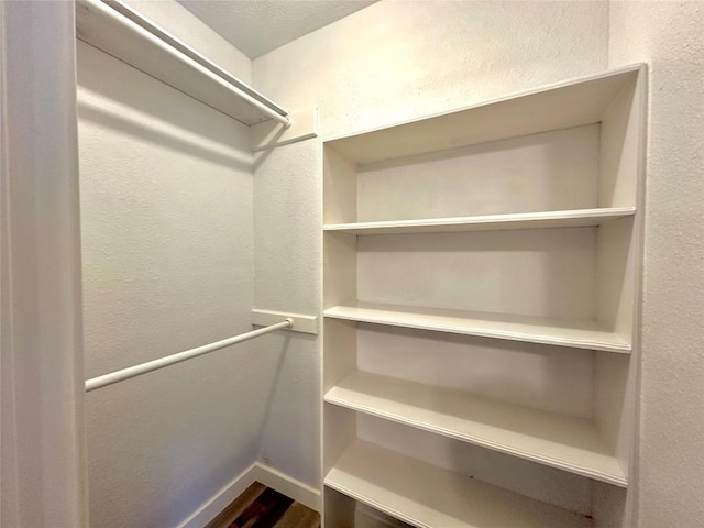 walk in closet featuring wood finished floors