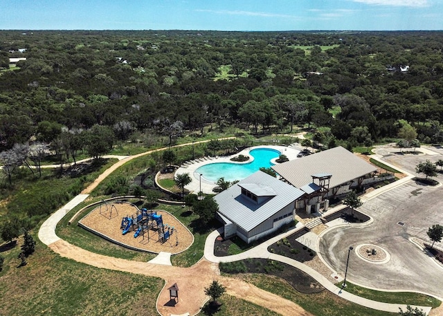 aerial view with a forest view