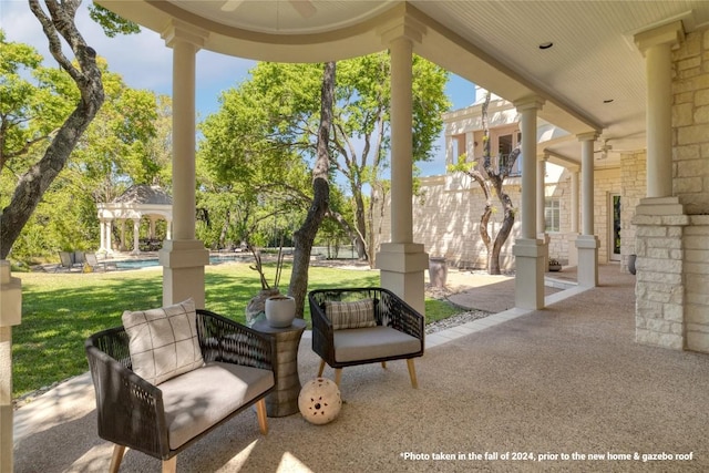 view of patio / terrace with a gazebo