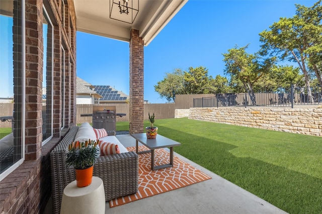 view of patio featuring grilling area and a fenced backyard