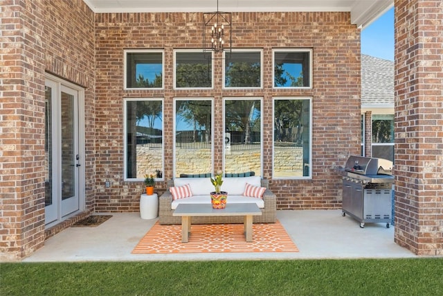 view of patio with area for grilling