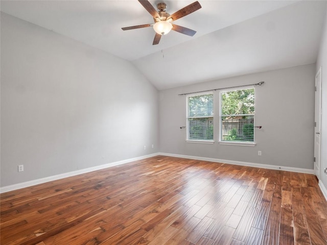 802 Wood Mesa Dr, Round Rock, TX 78665 - unfurnished room featuring ceiling fan, wood finished floors, and lofted ceiling