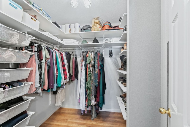 spacious closet with wood finished floors