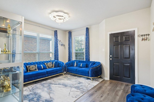 living room featuring baseboards and wood finished floors