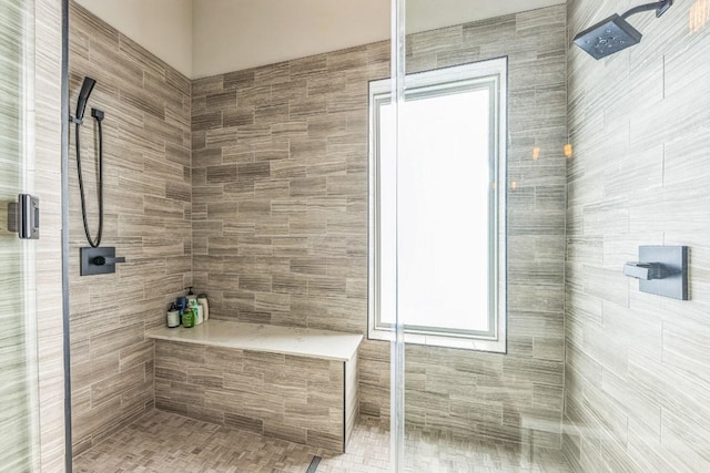 bathroom featuring a stall shower