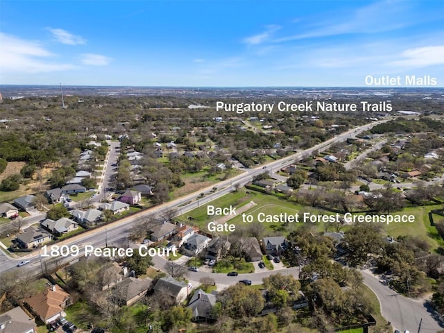 bird's eye view featuring a residential view