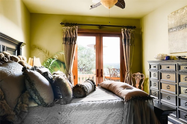 bedroom with french doors and access to outside