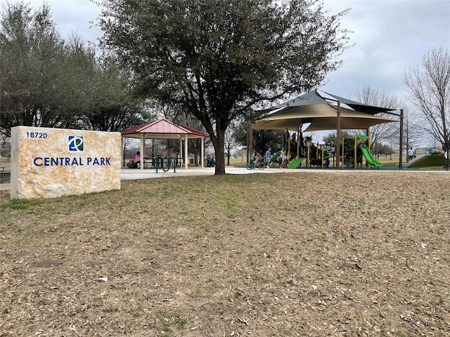 view of community with a gazebo and playground community