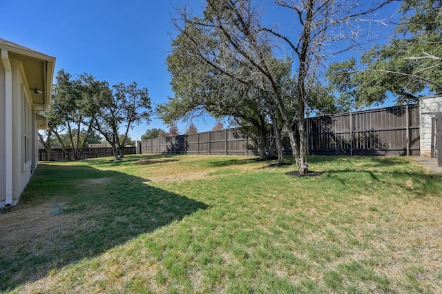 view of yard featuring a fenced backyard