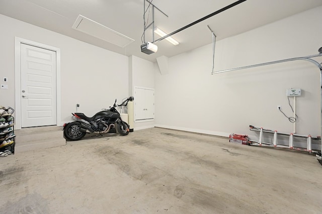 garage with a garage door opener