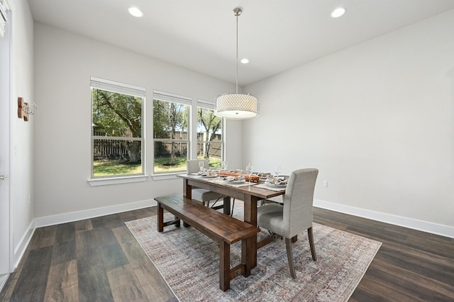 340 Axis Loop, Georgetown, TX 78628 - dining room with dark wood-style flooring, recessed lighting, and baseboards