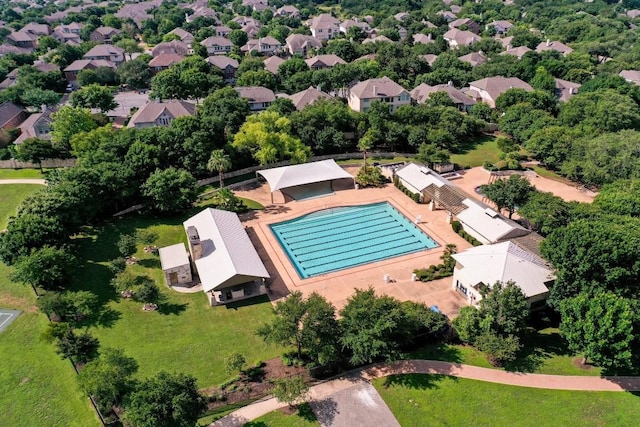 aerial view with a residential view