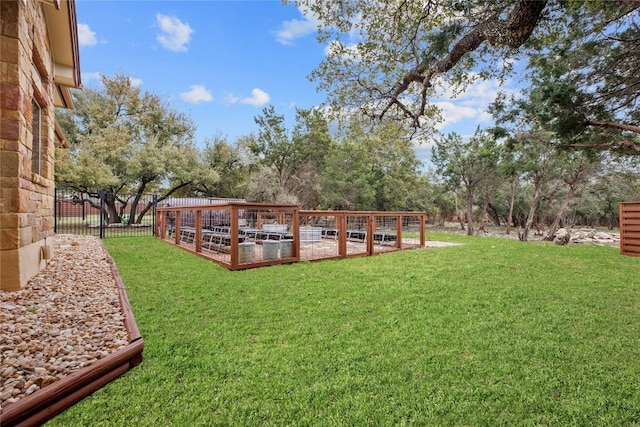 view of yard with a fenced backyard