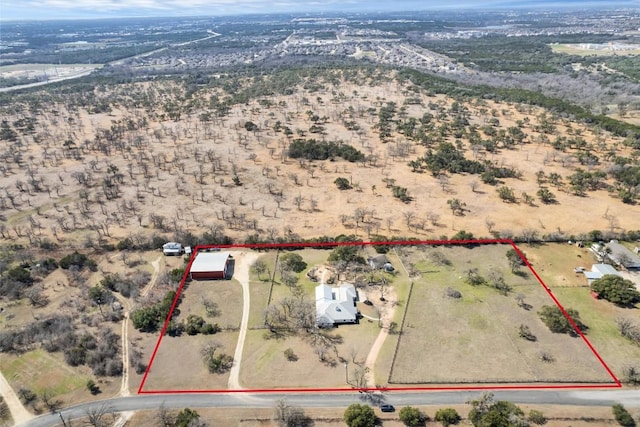 bird's eye view with a rural view