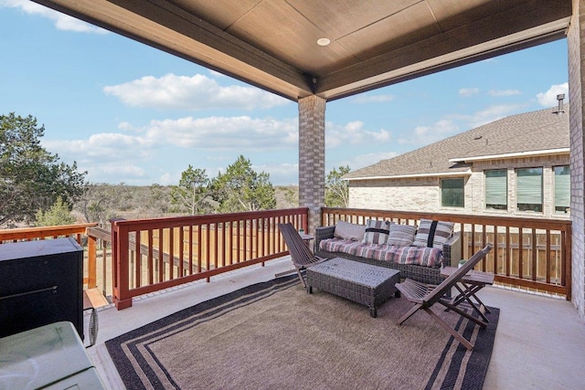 deck featuring an outdoor living space