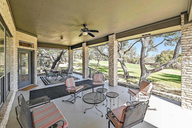 410 Rolling Green Dr, Lakeway, TX 78734 - view of patio / terrace with a ceiling fan and outdoor lounge area
