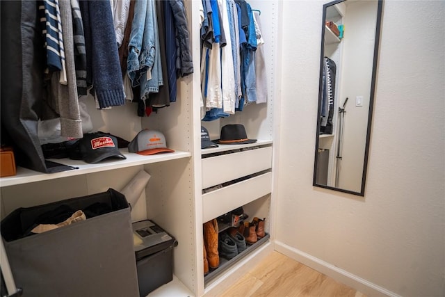 spacious closet featuring light wood finished floors