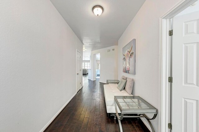 1000 Rutgers Dr, Pflugerville, TX 78660 - hallway featuring dark wood-style floors and baseboards