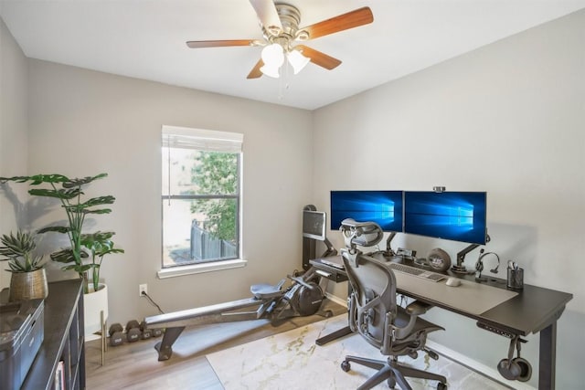 1505 Curameng Cv, Austin, TX 78748 - office with wood finished floors and a ceiling fan