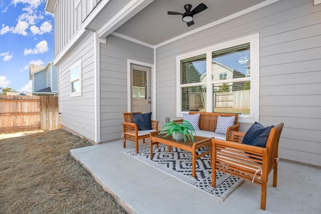 112 High Plains Pass, Liberty Hill, TX 78642 - view of patio / terrace featuring an outdoor hangout area and a ceiling fan