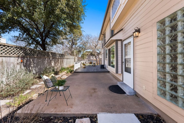 view of patio featuring a fenced backyard