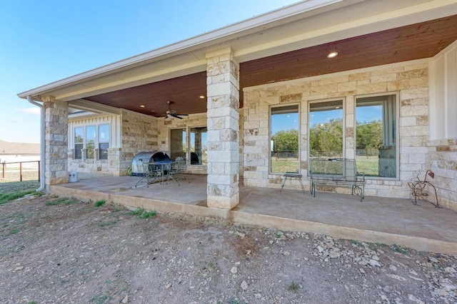 view of patio / terrace featuring a ceiling fan