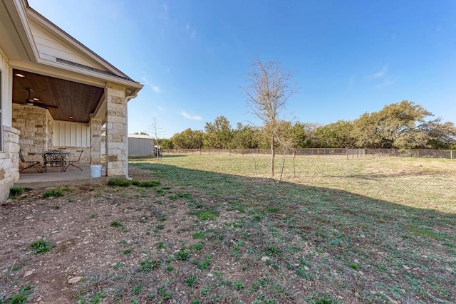 view of yard with a patio and fence