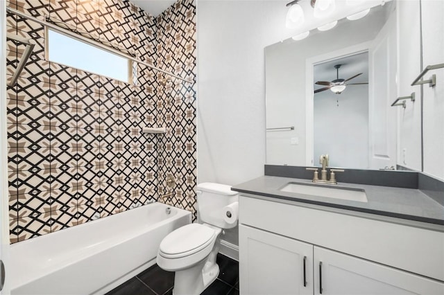 802 Serene Estates Dr, Austin, TX 78738 - full bathroom with vanity, shower / washtub combination, and ceiling fan
