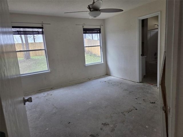 unfurnished bedroom with ceiling fan