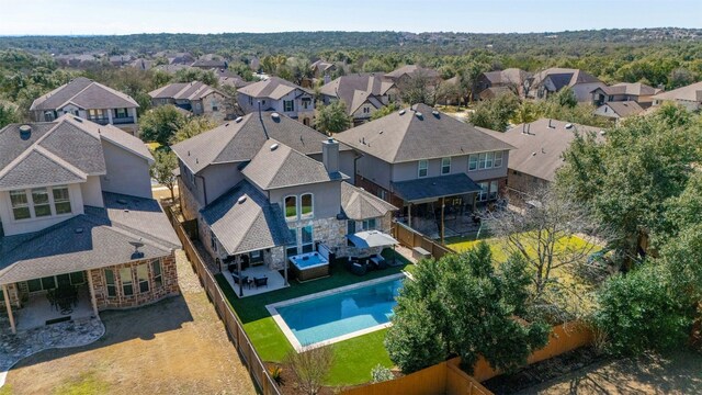 bird's eye view with a residential view