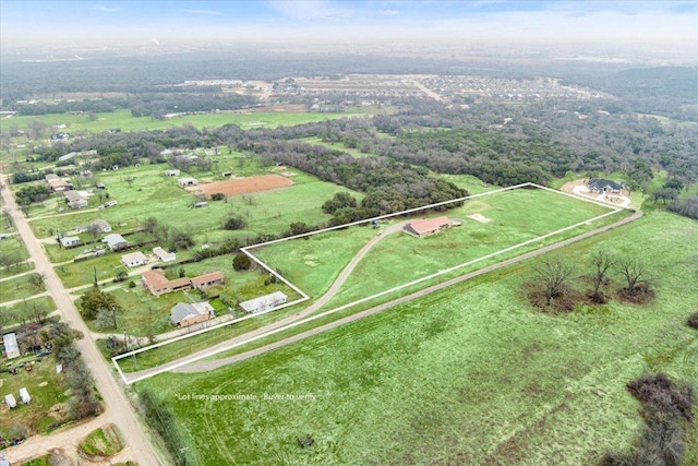 aerial view featuring a rural view