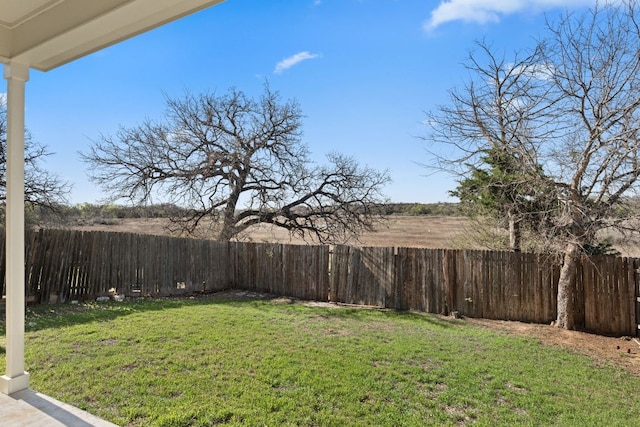 view of yard featuring a fenced backyard