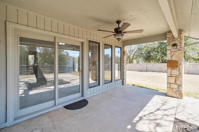 view of patio with ceiling fan