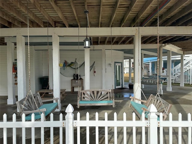 view of patio featuring fence private yard