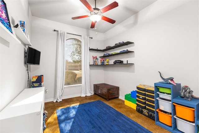 bedroom with baseboards and ceiling fan