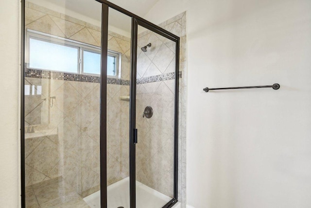 bathroom featuring a shower stall